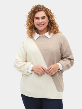 Zizzi Zizzi Пуловер M61187D Бежов Regular Fit