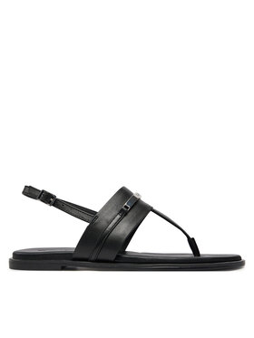 Calvin Klein Calvin Klein Sandále Flat Tp Sandal Metal Bar Lth HW0HW02031 Čierna