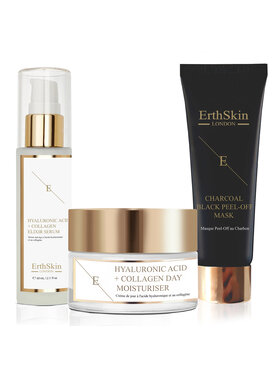 Erthskin London Erthskin London Krem na dzień + Serum kolagenowe + OCZYSZCZAJĄCA MASKA WĘGLOWA Zestaw do pielęgnacji