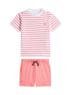 Tommy Hilfiger Tommy Hilfiger Komplet t-shirt i spodenki Essential KN0KN02379 Różowy Regular Fit