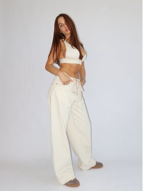 MissDenim MissDenim Jeansy Baggy Fit Kremowy Baggy Fit