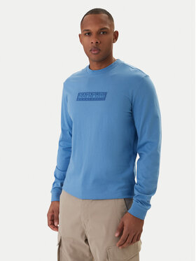 Napapijri Napapijri Longsleeve S-Box Logo NP0A8BC5 Niebieski Regular Fit
