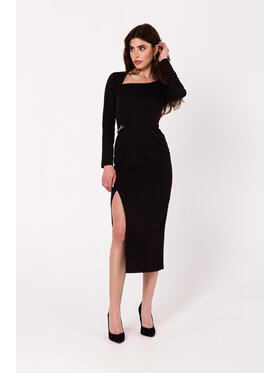 Makover Makover Sukienka codzienna K178 Czarny Modern Fit