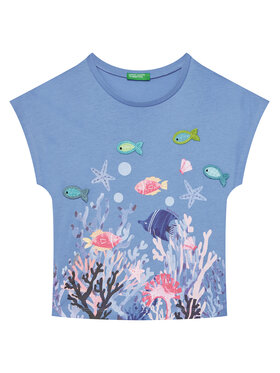 United Colors Of Benetton United Colors Of Benetton T-krekls 3I1XG10JH Zils Regular Fit
