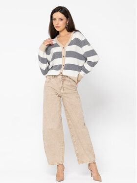 Miss LK Miss LK Jeansy MISSLKB Beżowy Wide Leg