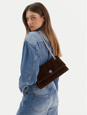 Tory Burch Tory Burch Torbica Kira Turnlock Suede Shouldr Bag 169176 Smeđa