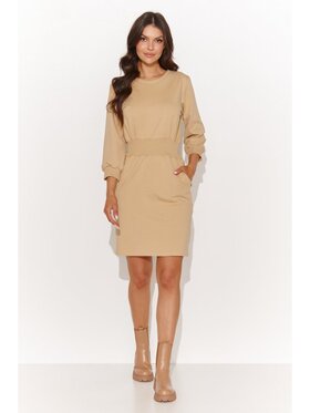 Numinou Numinou Sukienka codzienna NU453 Beżowy Classic Fit