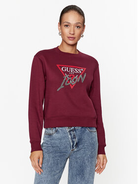 Guess Guess Majica dugih rukava W3BQ14 KB681 Tamnocrvena Regular Fit
