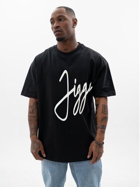 Jigga Wear Jigga Wear T-Shirt Koszulka Z Krótkim Rękawem Oversize Męska Czarna Jigga Wear Big Tag XL Czarny Oversize