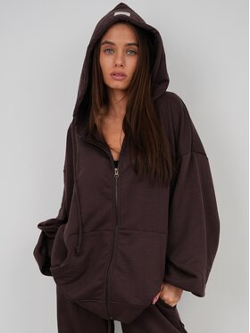 MissDenim MissDenim Bluza Oversize Zip Hoodie Brązowy Oversize
