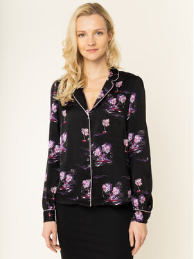 Guess Guess Blúz Ls Iba W01H20 WB4M0 Fekete Regular Fit