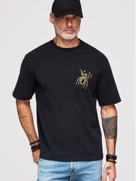 Ombre Ombre T-Shirt OM-TSCT-0277 Czarny Loose Fit