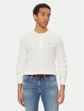 Tommy Jeans Tommy Jeans Longsleeve Henley DM0DM20379 Weiß Regular Fit