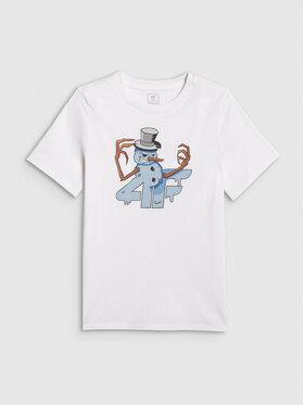 4F 4F T-Shirt CHRISTMAS DROP Biały Regular Fit