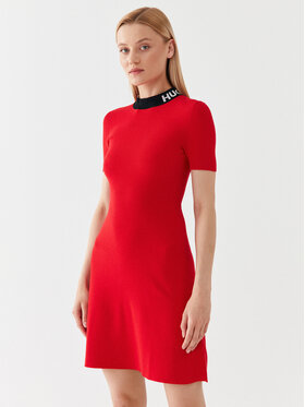 Hugo Hugo Úpletové šaty 50495572 Červená Slim Fit