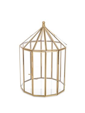 MIAhome MIAhome Lampion metalowy złoty ze szkłem 37 cm Złoty