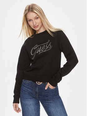 Guess Guess Majica dugih rukava Cn Stones Logo W4RQ14 KB681 Crna Relaxed Fit
