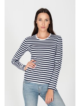 MANDRAGORA MANDRAGORA Bluzka fit paski Granatowy Regular Fit