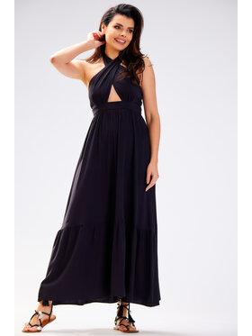 Awama Awama Sukienka letnia A583 Czarny Basic Fit