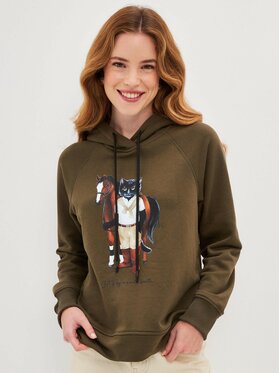 Manii'ta Lacitta Manii'ta Lacitta Bluza Printed Hoodie Zielony Regular Fit