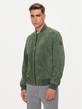 BOSS Boss Lederjacke Joflag 50519197 Grün Regular Fit