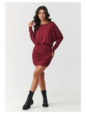 Makadamia Makadamia Sukienka codzienna M900 Bordowy Loose Fit