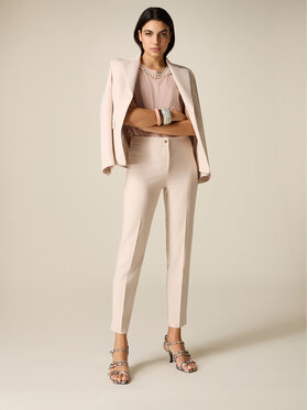 Oltre Oltre Pantaloni di tessuto P046R008913N013 Crema Regular Fit