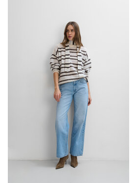 Fobya Fobya Sweter F2112 Kremowy Basic Fit