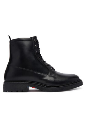 Tommy Hilfiger Tommy Hilfiger Šnurovacia obuv Corporate Casual Lth Boot FM0FM06174 Čierna