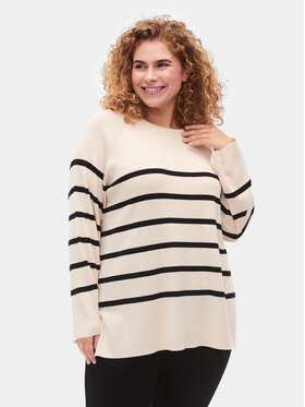 Zizzi Zizzi Пуловер M61259A Бежов Regular Fit