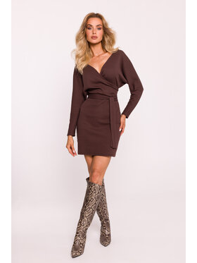 Made of Emotion Made of Emotion Sukienka dzianinowa m819 Brązowy Active Fit
