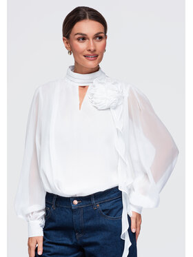Ombre Ombre Bluzka OW-TS-E0085 Biały Reglan Fit