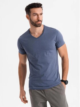 Ombre Ombre T-Shirt OM-TSBS-0237 Modrá Regular Fit