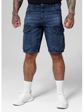 PITBULL PITBULL Szorty jeansowe Navy Wash Longspur Granatowy Regular Fit