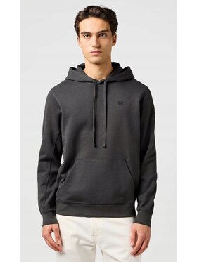 Wrangler Wrangler Bluza Sign Off Hoodie Czarny Hoodie Fit