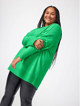 ONLY Carmakoma ONLY Carmakoma Sweter 15296177 Zielony Regular Fit