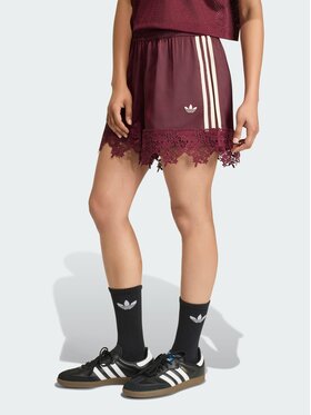 adidas adidas Szorty sportowe SATIN LACE Czerwony ciemny Loose Fit
