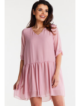 Awama Awama Sukienka letnia A514 Różowy Basic Fit