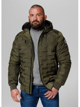 PITBULL PITBULL Kurtka zimowa Kurtka zimowa męska z kapturem Carver S Zielony Regular Fit
