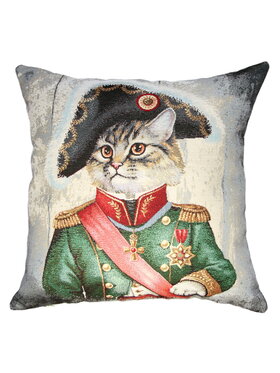 Mental Ether Mental Ether Poduszka dekoracyjna Kot Napoleon zielony Kolorowy