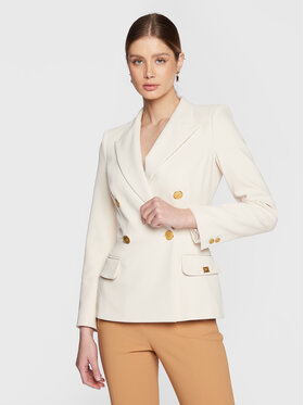 Elisabetta Franchi Elisabetta Franchi Marynarka GI-046-31E2-V600 Écru Slim Fit