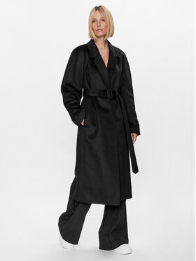 Calvin Klein Calvin Klein Płaszcz wełniany K20K205496 Czarny Relaxed Fit