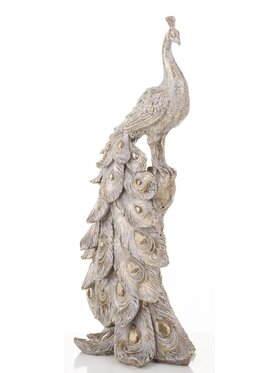 MIAhome MIAhome Figurka pawia 30x16x10 cm PAVO Szary