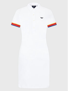 Superdry Superdry Ежедневна рокля Vintage Stripe Polo W8011102A Бял Regular Fit