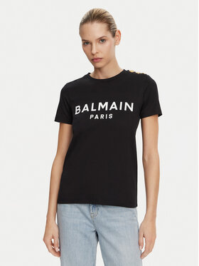 Balmain Balmain Футболка BF1EF005BB02 Чорний Regular Fit