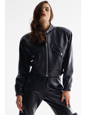 Mimika Mimika Kurtka skórzana bomber n^6 absolute black Czarny Relaxed Fit