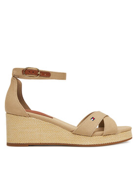 Tommy Hilfiger Tommy Hilfiger Espadrilky Flag Criss-Cros Mid Wedge Espad FW0FW08481 Béžová