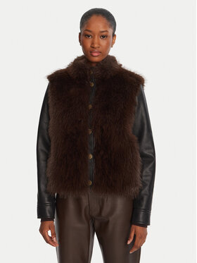 TWINSET TWINSET Geacă din imitație de piele 252TP2420 Maro Regular Fit