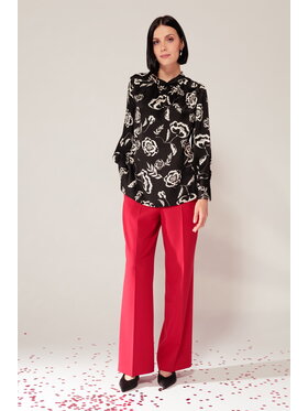 EMOI EMOI Bluzka Elegancka czarna w kwiaty Czarny Feminine Fit