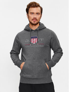 Gant Gant Džemperis ar kapuci Reg Archive Shield Hoodie 2047082 Pelēks Regular Fit
